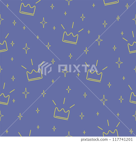 Seamless baby pattern with crowns sketch. Cute little princess 2d design. Children's room 117741201