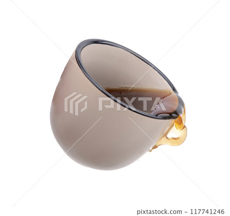 cup of coffee isolated on the white. Good breakfast 117741246