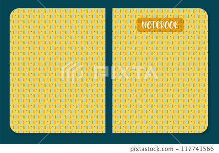 Notebook with colorful doodle pattern. Diary cover page design aesthetic easter artwork illustration. Notebook with colorful doodle pattern. Diary cover page design aesthetic easter artwork illustration. 117741566