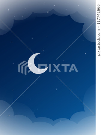 Gradient spring night moon illustration poster. Beautiful moon rise in starry sky. 117741666