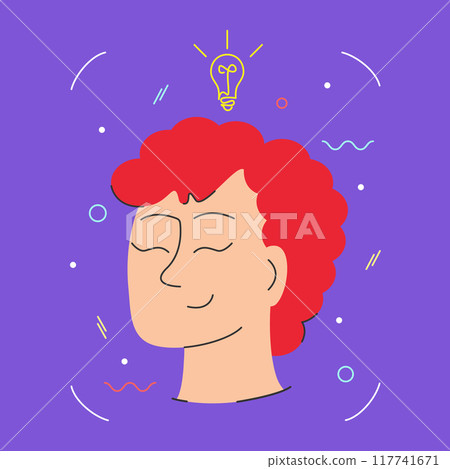 The concept of education and intellectual work. Woman head with bulb surrounded by science and education icons. The concept of education and intellectual work. Woman head with bulb surrounded by science and education icons. 117741671