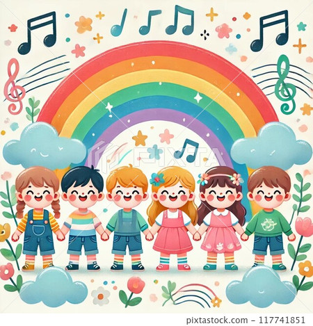 Rainbow and children 117741851