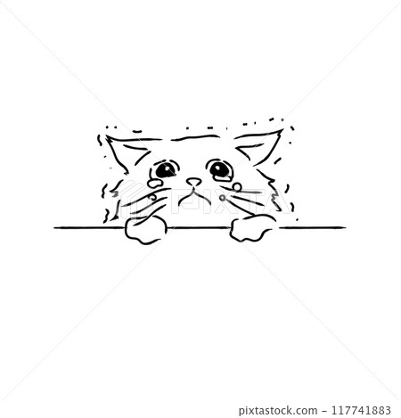 A sorry cat apologizing with tears in his eyes 117741883