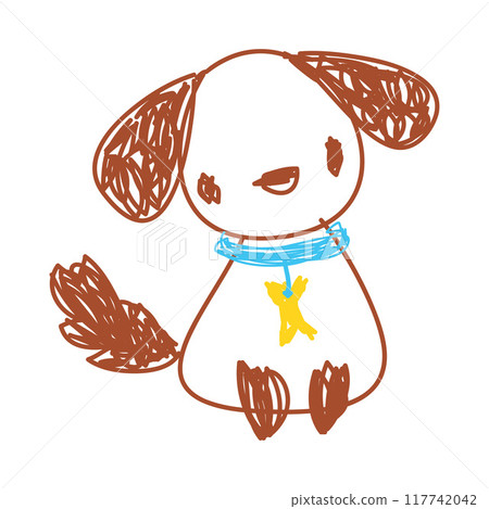 Dog as Kids Doodle Simple Hand Drawn Element Vector Illustration 117742042