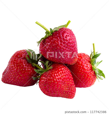 Vivid colorful red strawberries on a white background. 117742386