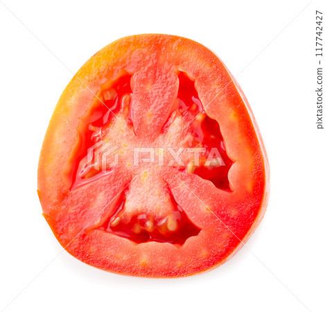 Tomato slice isolated over white background 117742427
