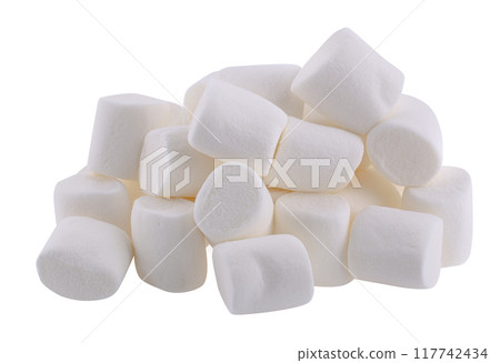 Fluffy white marshmallow isolated on white background. 117742434