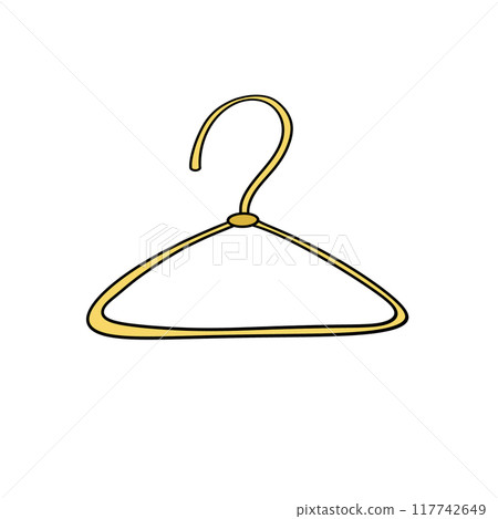 A yellow hanger with a hook hanging from it 117742649