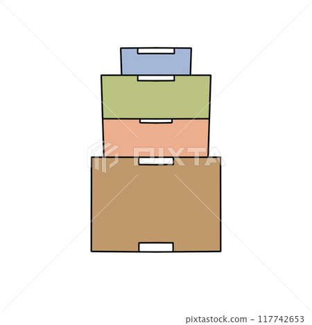 A stack of boxes with one of them being labeled "Important" 117742653