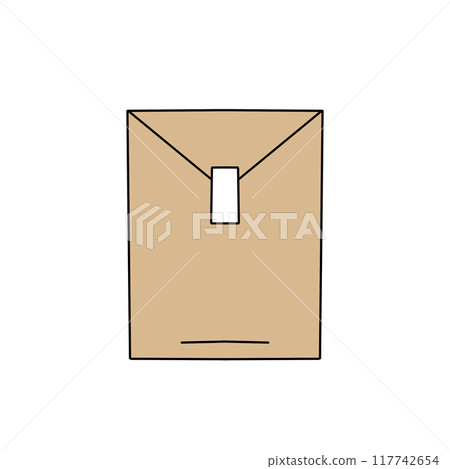 A brown envelope with a white tag on it A brown envelope with a white tag on it 117742654