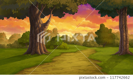 Illustration of the forest at evening 117742662