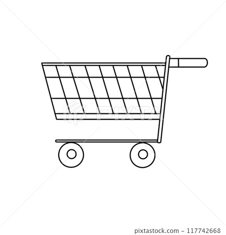 A shopping cart with wheels A shopping cart with wheels 117742668