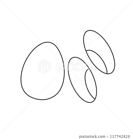 A white egg with two smaller eggs inside it A white egg with two smaller eggs inside it 117742828