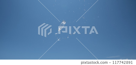 Plastic bottle overflowing with water 117742891