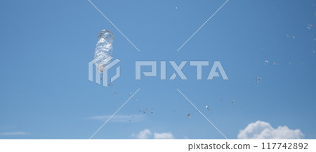 Plastic bottle overflowing with water 117742892