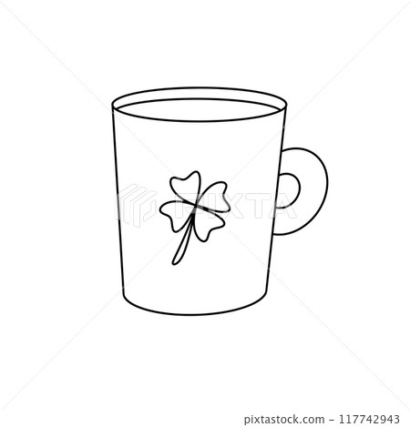 A white mug with a shamrock on it A white mug with a shamrock on it 117742943