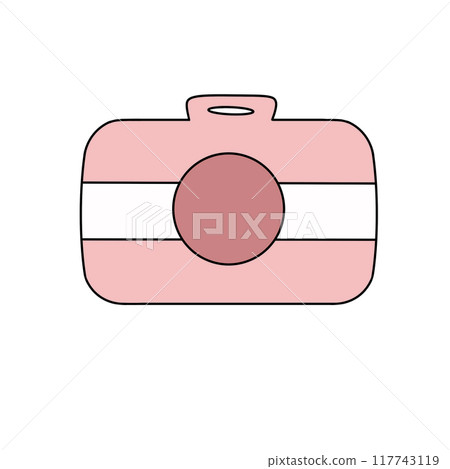 A pink camera with a white stripe 117743119