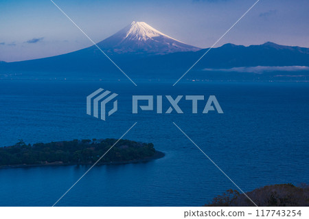 [靜岡縣] 黎明時分，從大崎眺望海上的富士山 117743254