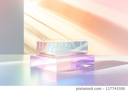 Pastel-Tinted Glass Blocks with Sunlight 117743300