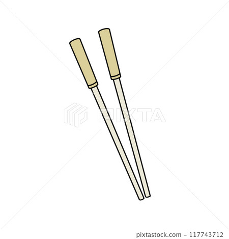 Two chopsticks are shown in a white background 117743712