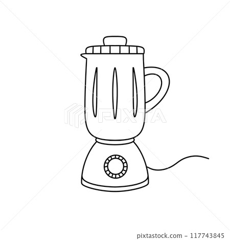 A blender is shown in a black and white drawing 117743845