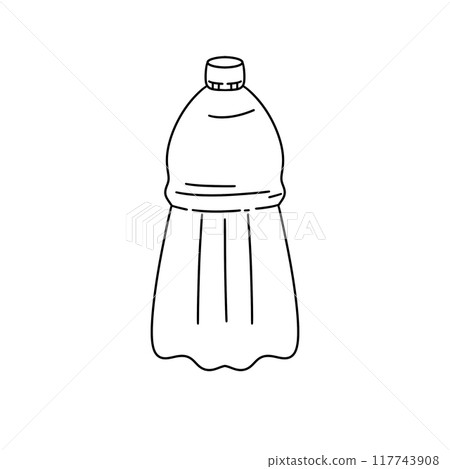 A bottle of water is drawn in black and white A bottle of water is drawn in black and white 117743908
