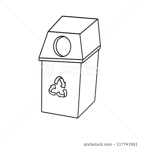 A trash can with a recycle sign on it 117743981