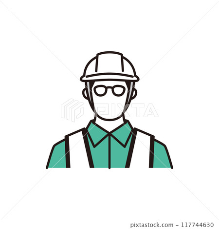 Male staff wearing helmets and safety vests 117744630