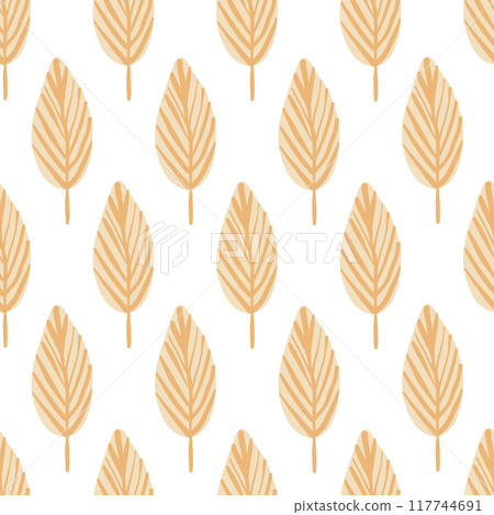Seamless pattern with autumn leaves. Trendy flat style. Great for backgrounds, apparel & editorial design, cards, gift wrapping paper, home decor etc. Seamless pattern with autumn leaves. Trendy flat style. Great for backgrounds, apparel & editorial design, cards, gift wrapping paper, home decor etc. 117744691