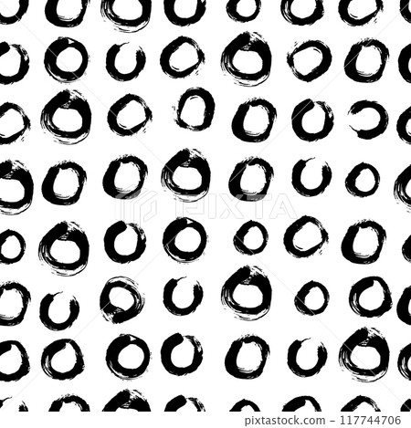 Black and white polka dot ornament. Vector seamless polka dot pattern. Good for wrapping paper.  117744706