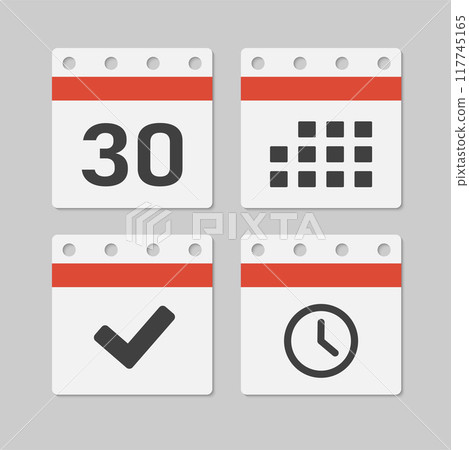 Icon page calendar - 30 day, agenda, timer, done 117745165