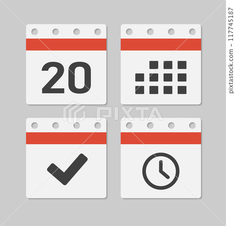 Icon page calendar - 20 day, agenda, timer, done 117745187