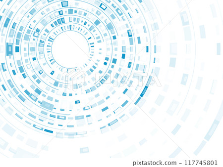 Abstract blue geometric circular lines and elements tech background 117745801