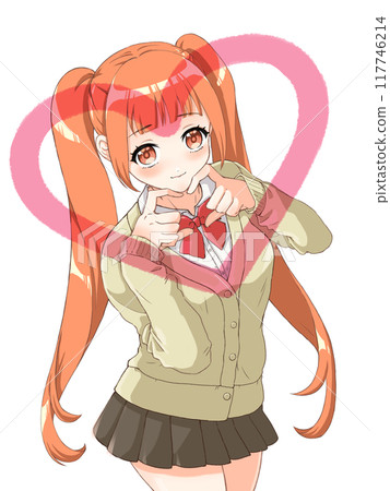 Moe anime-style character portrait: A high - Stock Illustration