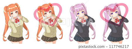 Moe anime-style character portrait: A high - Stock Illustration