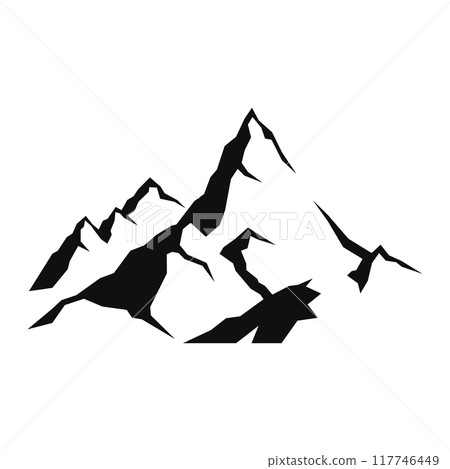 Silhouette Mountain on White Background. Vector Silhouette Mountain on White Background. Vector 117746449