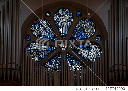 Stained glass window in the parish church of St. Stephen in Wasseralfingen, Germany Stained glass window in the parish church of St. Stephen in Wasseralfingen, Germany 117746690