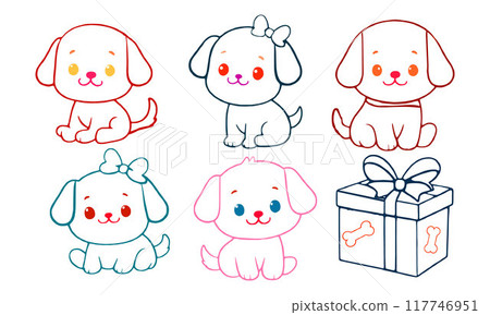Cute baby dog vector art illustration design 117746951