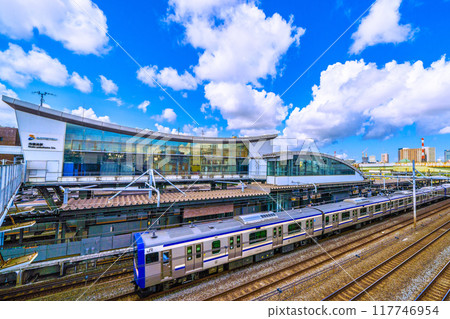 Yokohama cityscape in Japan in August. SOTETSU - View of Nishi-Yokohama Station and other areas 117746954