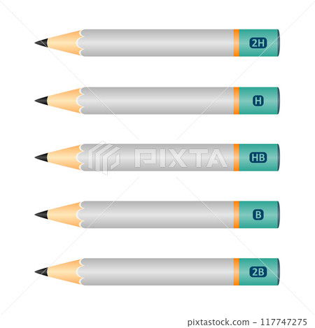 set of wooden pencils grey color on white background. vector illustration set of wooden pencils grey color on white background. vector illustration 117747275