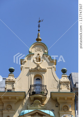 Facade of the old city building on Ban Jelacic Square in Zagreb, Croatia Facade of the old city building on Ban Jelacic Square in Zagreb, Croatia 117747307