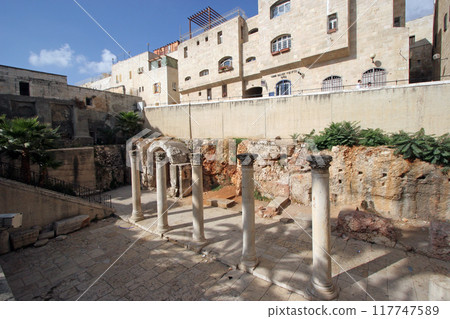 The Cardo main street in the Ancient Roman city in Jerusalem, Israel The Cardo main street in the Ancient Roman city in Jerusalem, Israel 117747589