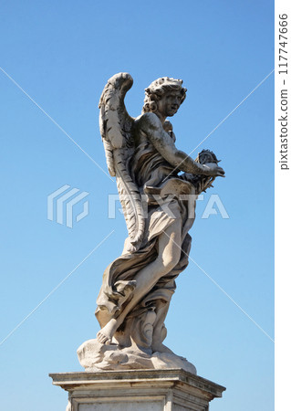 Statue of Angel with the Crown of Thorns by Gian Lorenzo Bernini, Ponte Sant Angelo in Rome, Italy Statue of Angel with the Crown of Thorns by Gian Lorenzo Bernini, Ponte Sant Angelo in Rome, Italy 117747666