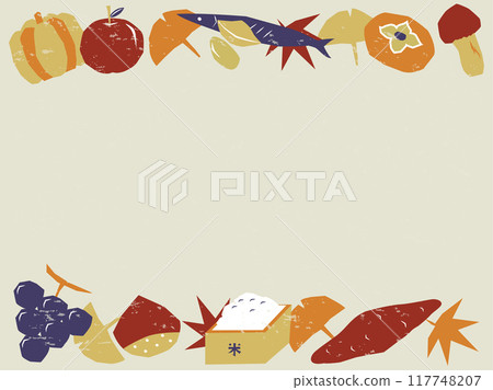 秋季郵票風格食品框架，適合秋季口味和食慾 117748207