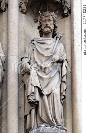 Saint Sigismond, statue on the portal of the Basilica of Saint Clotilde in Paris, France Saint Sigismond, statue on the portal of the Basilica of Saint Clotilde in Paris, France 117748221