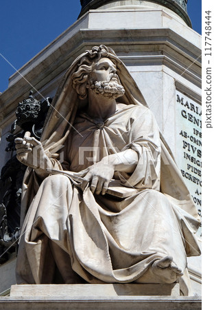Prophet Isaiah by Revelli on the Column of the Immaculate Conception on Piazza Mignanelli in Rome, Italy Prophet Isaiah by Revelli on the Column of the Immaculate Conception on Piazza Mignanelli in Rome, Italy 117748444