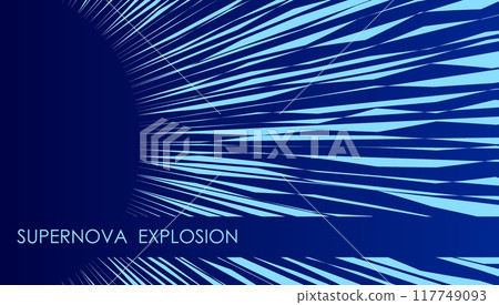 Horizontal supernova explosion abstract background with rays cosmic radiation, cover, site presentation in HD format. UI template layout for web design of internet products. Vector banner 117749093
