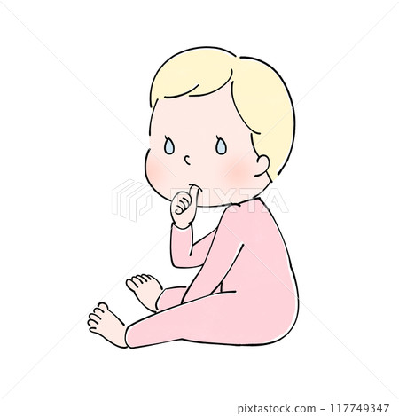 坐著的嬰兒的插圖 117749347