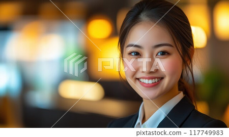 Vietnamese front desk staff working with specific skills 117749983