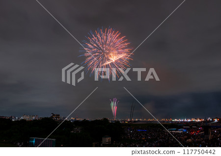Edogawa (Ichikawa) Fireworks Festival, photographed from Edogawa Ward, Tokyo Edogawa (Ichikawa) Fireworks Festival, photographed from Edogawa Ward, Tokyo 117750442